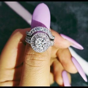 .925 Sterling Silver 3 Carat White Sapphire Ring